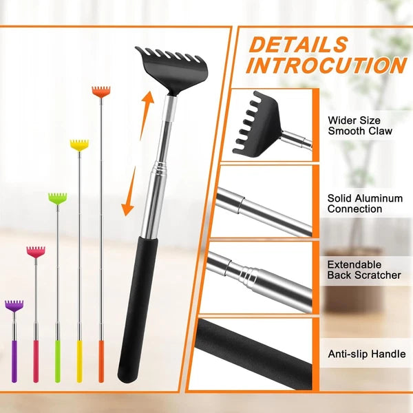6 Pack Extendable Back Scratcher - Portable Telescoping Metal Back