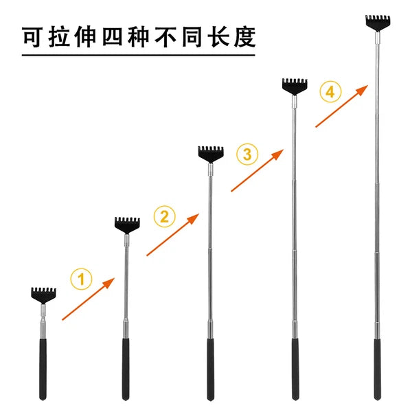 Telescopic Back Scratcher Massager Metal Extendable 5 Section 20-68cm Black U4O0