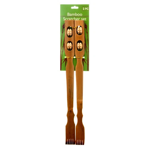 18" Bamboo Therapeutic Back Scratcher Long Reach Set of 2 Antipruritic Tool