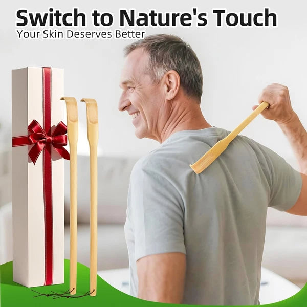 Back Scratcher, 2 Pieces 16.5" Natural Strong Sturdy Traditional Bamboo Wooden B