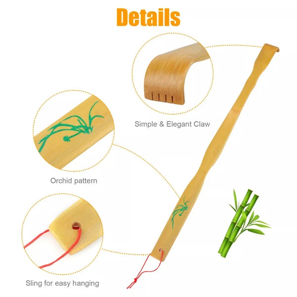 2PC Natural Bamboo 18.3" Back Scratcher Long Reach Pick Itch Relief Massage Tool