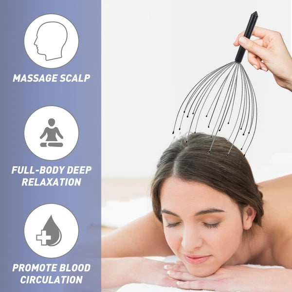 20 Fingers Head Massager Scalp Scratcher with Extendable aBack Scratcher