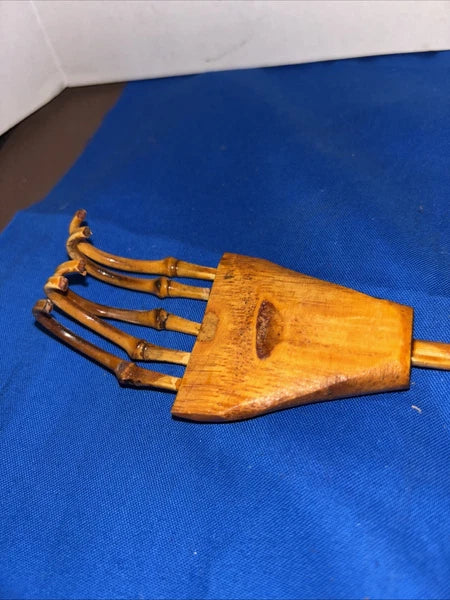 Unique Wooden Back Scratcher- Tines Shaped  Like Finger Bones- 19”-Estate Find