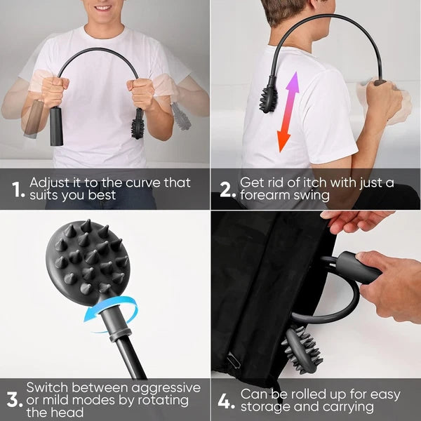 Upgraded Curved Back Scratcher for Men Women, 360° Reach Flexible Effortless Ba