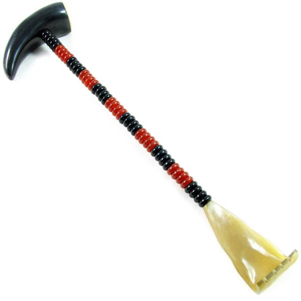 Ox Horn body Back Scratcher Massager Therapeutic RARE Natural Black Head Bead
