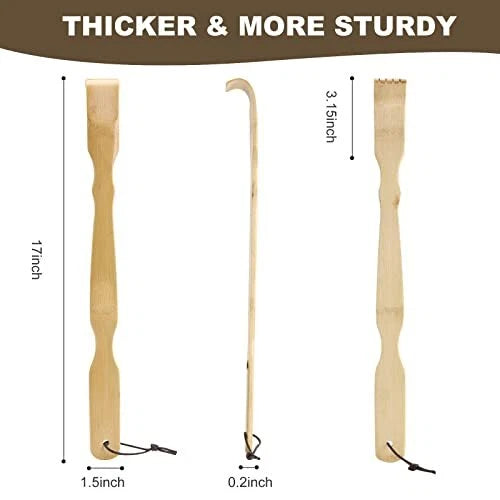 2 Pack Wooden Bamboo Back Scratcher Long Handle Itch Refief Stick for Adults