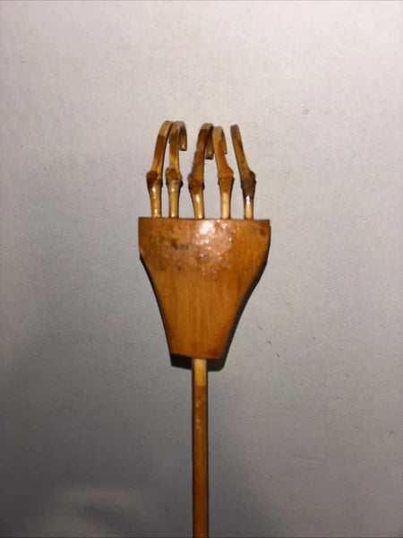 Unique Wooden Back Scratcher- Tines Shaped  Like Finger Bones- 19”-Estate Find