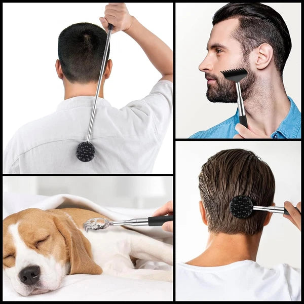 Telescoping Back Scratcher with 4Pcs Detachable Scratching Heads, Gifts for Men