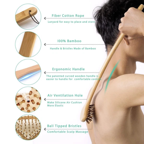 Large Curved Back Scratcher 59 Points Air Cushion Handle Massager for Men Women