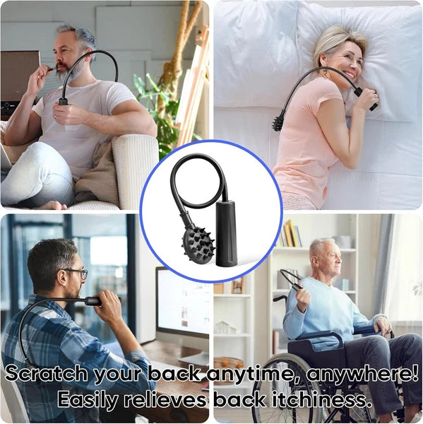 Upgraded Curved Back Scratcher for Men Women, 360° Reach Flexible Effortless Ba