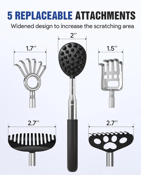 Gelibo Telescoping Back Scratcher with 5Pcs Detachable Heads,Fathers Day