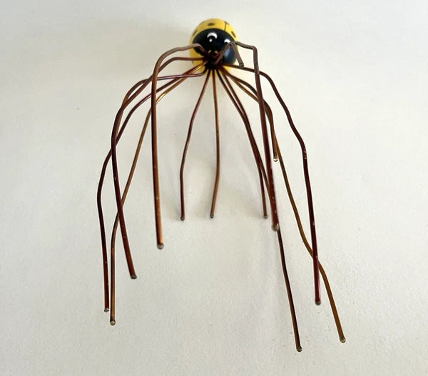 Vintage 1980s - Novelty Yellow Lady Bug Copper Head Scalp Massager Scratcher