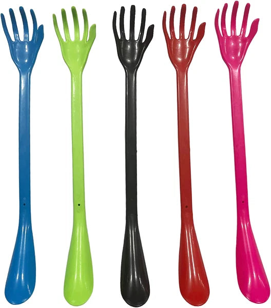 BACK SCRATCHER w LONG HANDLE & SHOEHORN, 19.5" Itch Relief (Assorted Color 2PC)