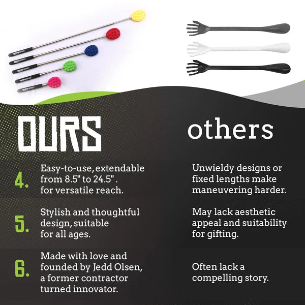 Cactus Scratcher Extendable Keychain Back Scratcher, Long Stick Double-Sided Itc