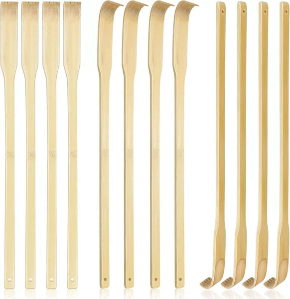12 PCS Natural Bamboo Back Scratcher Traditional Wooden Back Scratcher,Long Back