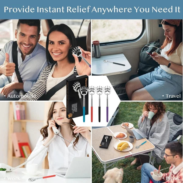 Multi-Purpose Telescopic Back Scratchers - 4-Pack for Easy Itch Relief Anywhere