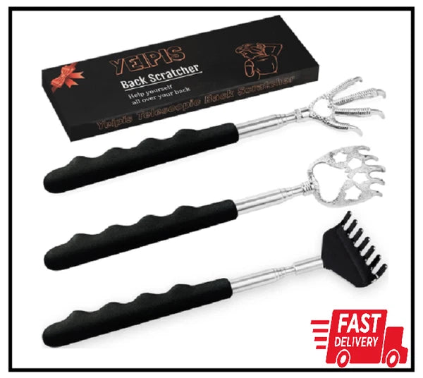 3 Pack Back Scratcher Metal Portable Telescoping with Rubber Handles, Extendable
