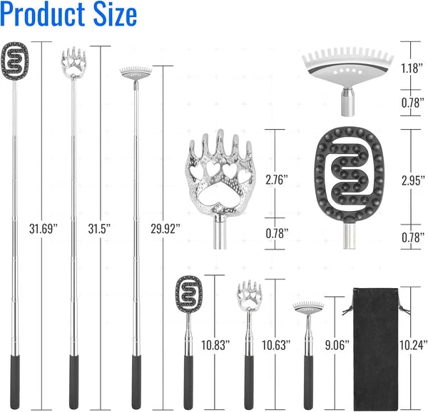 Oversized Back Scratcher with 3 Detachable Heads, Stocking Stuffer for Men & ...