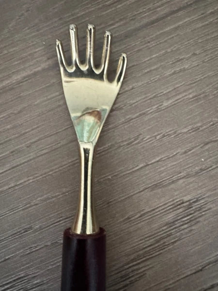 Vintage Brass Hand Shaped Back Scratcher 19" Long with Wood Handle