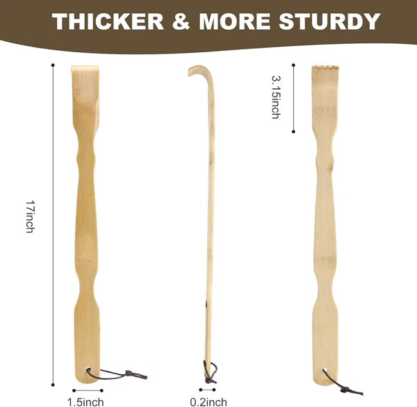 2 Pack Wooden Bamboo Back Scratcher, 17 Inch Long Handle 2 Pack,