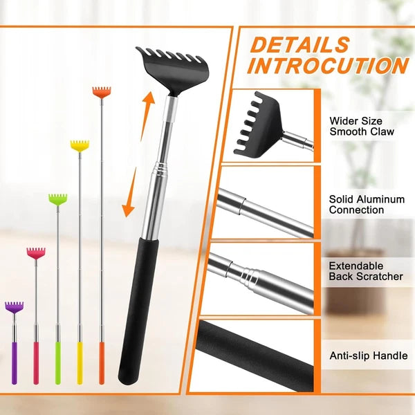 6 Pack Extendable Back Scratcher - Portable Telescoping Metal Back